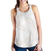 White Sunday Lotu Tamaiti Women Racerback Tank Polynesian Wave Pastel Nude - Polynesian Pride
