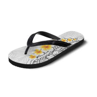 White Tropical Plumeria Galaxy Polynesian Art Flip Flops - Polynesian Pride
