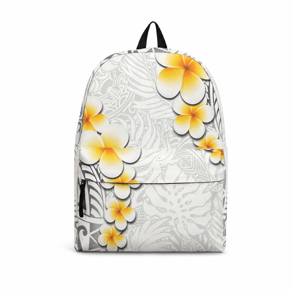 White Tropical Plumeria With Galaxy Polynesian Art Backpack LT14 White - Polynesian Pride
