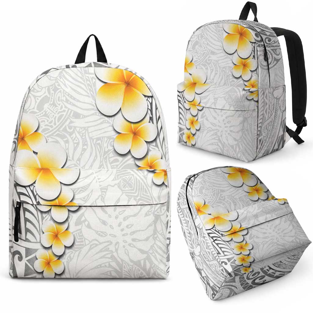 White Tropical Plumeria With Galaxy Polynesian Art Backpack LT14 - Polynesian Pride
