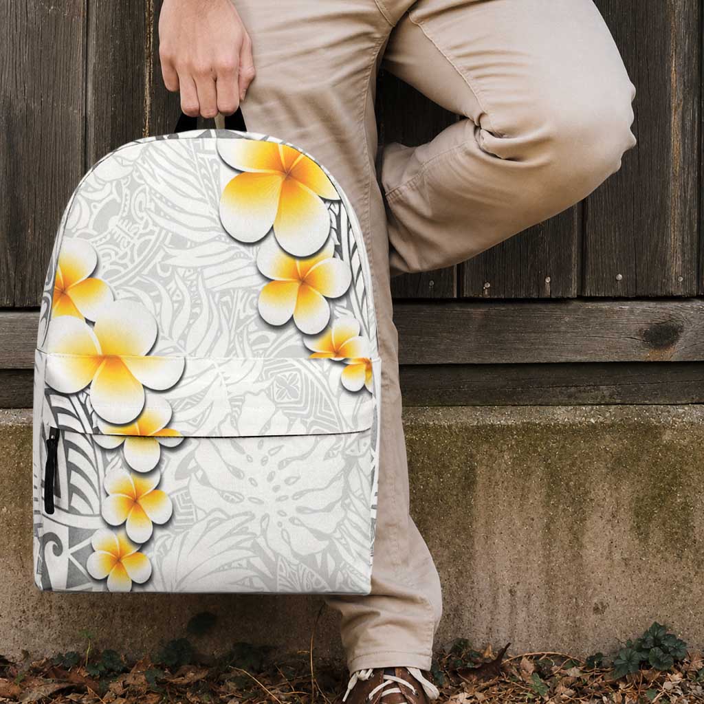 White Tropical Plumeria With Galaxy Polynesian Art Backpack LT14 - Polynesian Pride