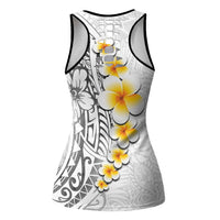 White Tropical Plumeria With Galaxy Polynesian Art Hollow Tank Top LT14 - Polynesian Pride