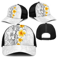 White Tropical Plumeria With Galaxy Polynesian Art Mesh Trucker Cap - Polynesian Pride