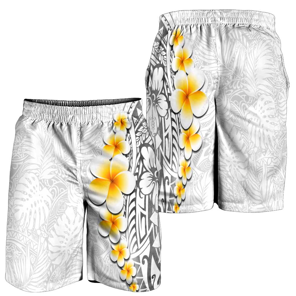 White Tropical Plumeria With Galaxy Polynesian Art Shorts for Men LT14 - Polynesian Pride