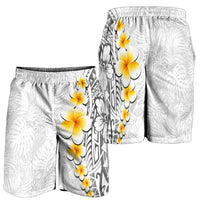 White Tropical Plumeria With Galaxy Polynesian Art Shorts for Men LT14 - Polynesian Pride