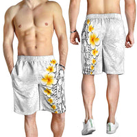 White Tropical Plumeria With Galaxy Polynesian Art Shorts for Men LT14 - Polynesian Pride