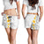 White Tropical Plumeria With Galaxy Polynesian Art Shorts for Women - Polynesian Pride