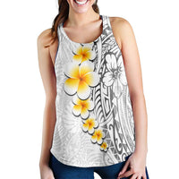 White Tropical Plumeria With Galaxy Polynesian Art Women Racerback Tank - Polynesian Pride