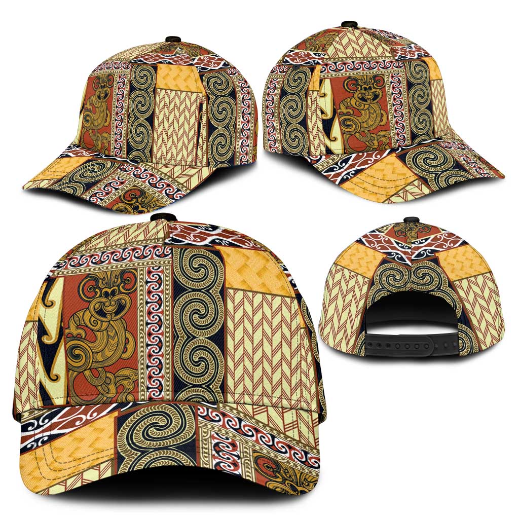 Yellow Aotearoa Kowhaiwhai Pattern Classic Cap NZ Maori Quilt Style - Polynesian Pride