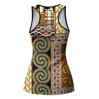 Yellow Aotearoa Kowhaiwhai Pattern Hollow Tank Top NZ Maori Quilt Style - Polynesian Pride