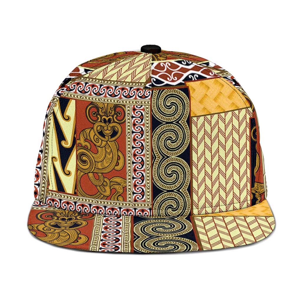 Yellow Aotearoa Kowhaiwhai Pattern Snapback Cap NZ Maori Quilt Style - Polynesian Pride