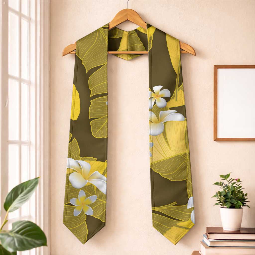 Yellow Banana Leaf Hawaii Graduation Stole Lau Maia Plumeria Tropical Summer Vibes