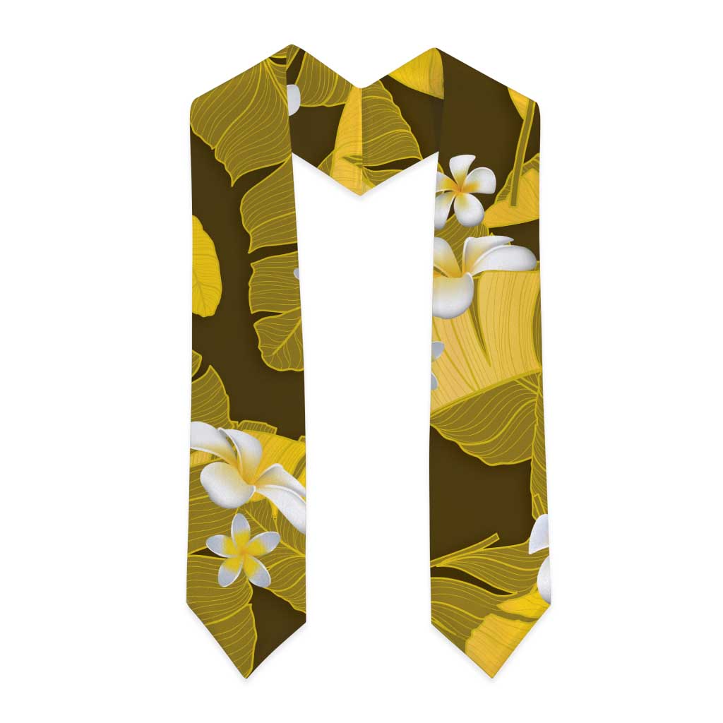 Yellow Banana Leaf Hawaii Graduation Stole Lau Maia Plumeria Tropical Summer Vibes