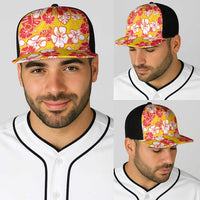 Yellow Hawaii Hibiscus Baseball Net Cap Tropical Flowers Seamless Pattern - Polynesian Pride