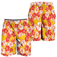 Yellow Hawaii Hibiscus Shorts for Men Tropical Flowers Seamless Pattern - Polynesian Pride