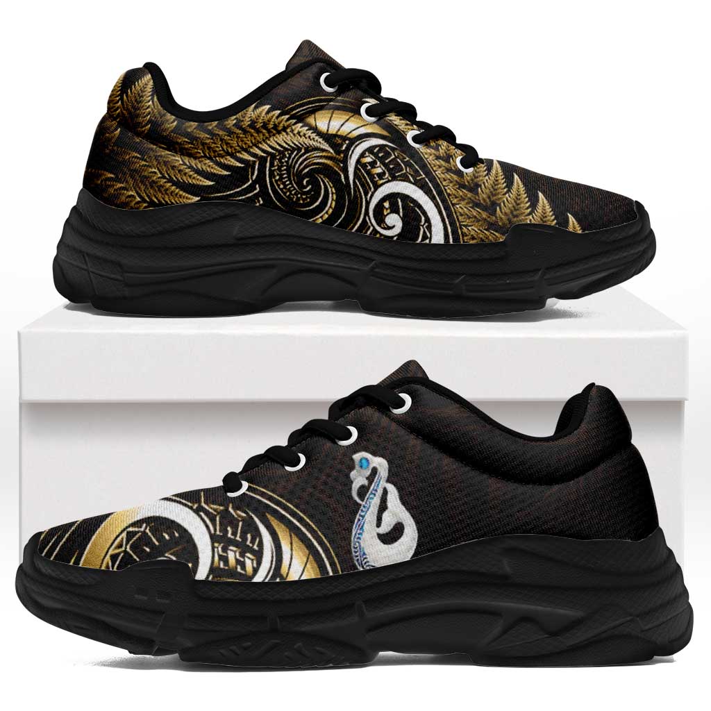 Yellow New Zealand Chunky Sneakers Aotearoa Silver Fern With Manaia Maori Unique LT14 Yellow - Polynesian Pride