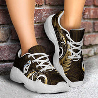 Yellow New Zealand Chunky Sneakers Aotearoa Silver Fern With Manaia Maori Unique LT14 - Polynesian Pride
