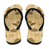 Yellow Palaka Hawaii Cowboy Flip Flops Puakenikeni Lei Paniolo Papale Seamless Vibes - Polynesian Pride