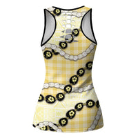 Yellow Palaka Hawaii Hollow Tank Top Kukui Nut Pikake Lei Hawaiian Tapa Pattern LT14 - Polynesian Pride
