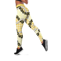 Yellow Palaka Hawaii Leggings Kukui Nut Pikake Lei Hawaiian Tapa Pattern LT14 Yellow - Polynesian Pride