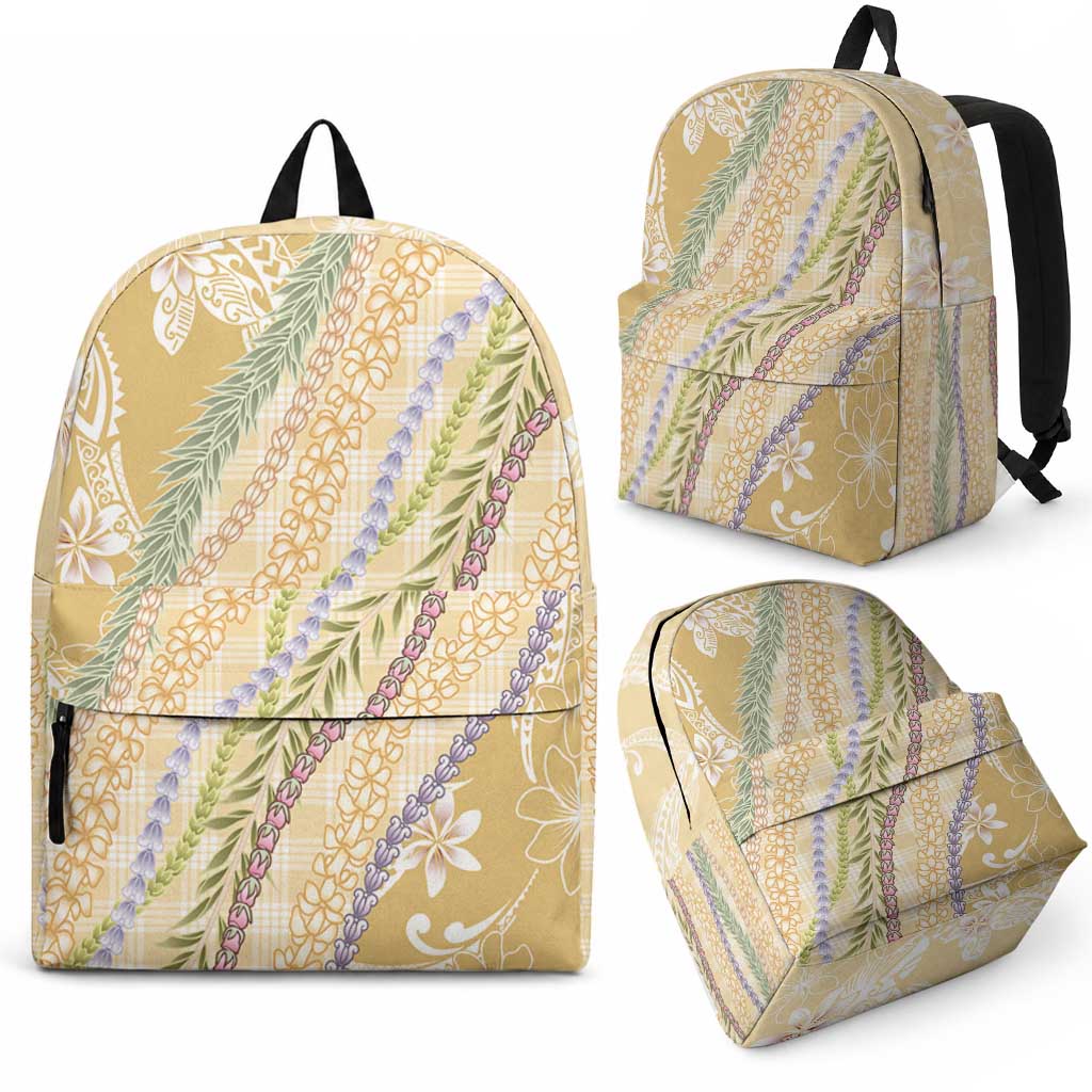 Yellow Palaka Hawaii Leis Backpack Hawaiian-plaid Elegant Tropical Vibes LT14 - Polynesian Pride