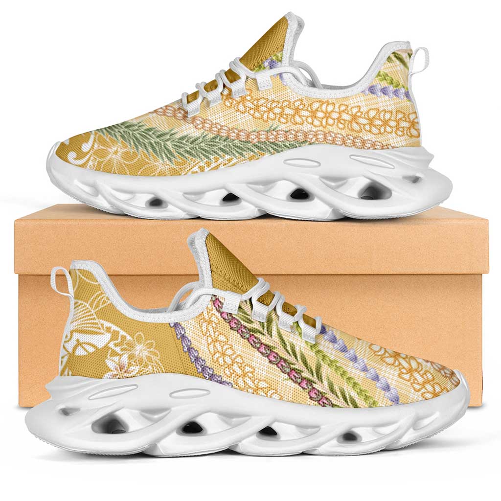 Yellow Palaka Hawaii Leis Clunky Sneakers Hawaiian-plaid Elegant Tropical Vibes LT14 Yellow - Polynesian Pride