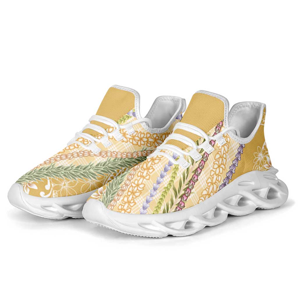 Yellow Palaka Hawaii Leis Clunky Sneakers Hawaiian-plaid Elegant Tropical Vibes LT14 - Polynesian Pride
