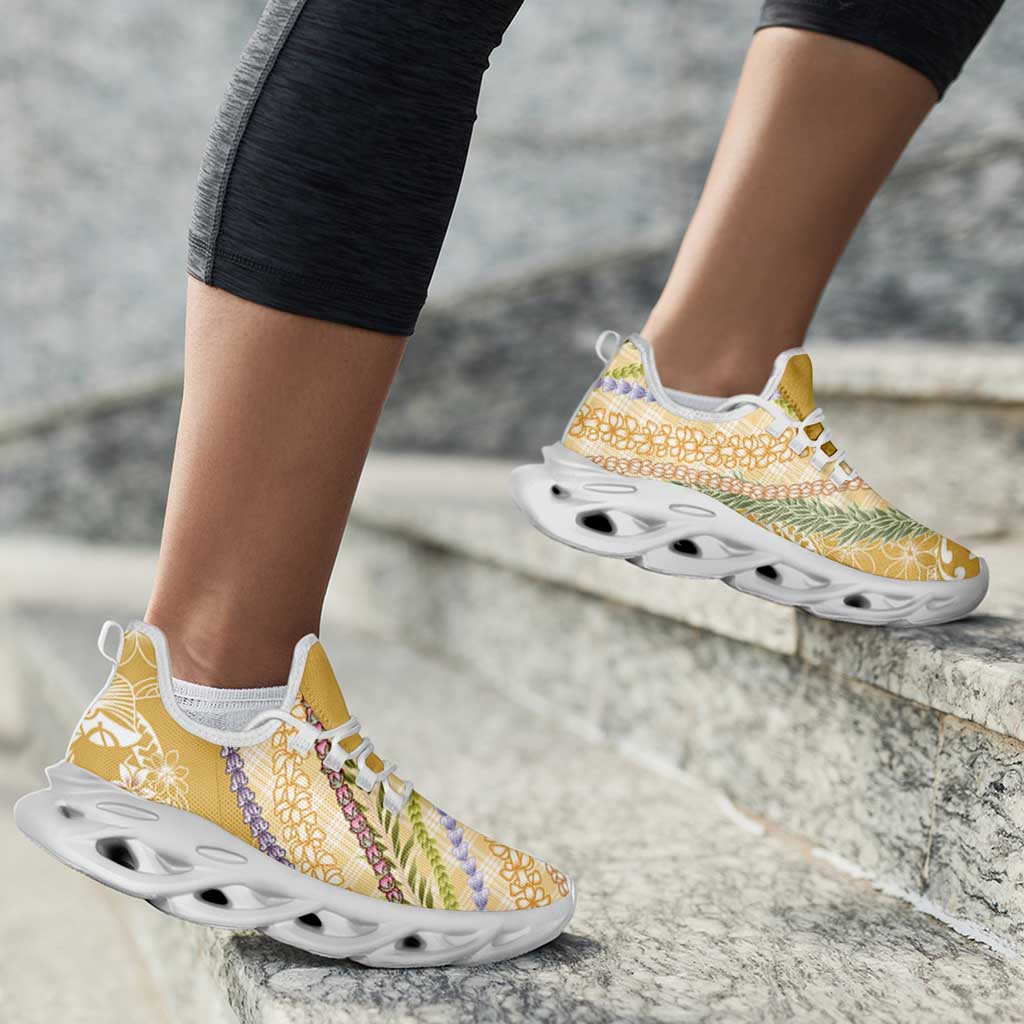 Yellow Palaka Hawaii Leis Clunky Sneakers Hawaiian-plaid Elegant Tropical Vibes LT14 - Polynesian Pride