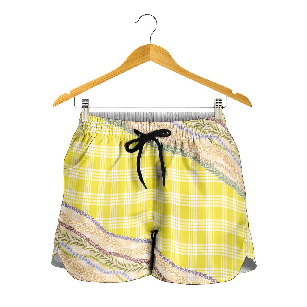 Yellow Palaka Hawaii Leis Elegant Vibes Shorts for Women LT14 - Polynesian Pride