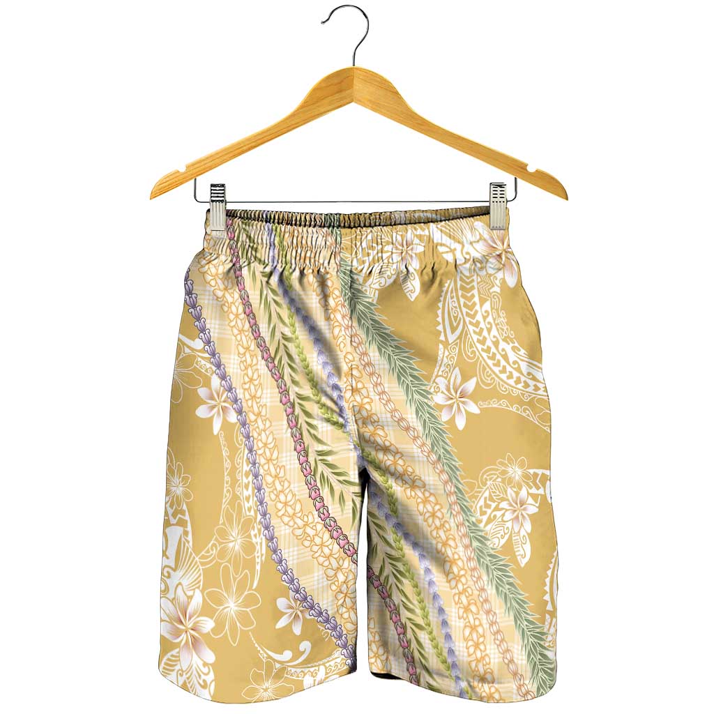 Yellow Palaka Hawaii Leis Shorts for Men Hawaiian-plaid Elegant Tropical Vibes LT14 - Polynesian Pride