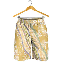 Yellow Palaka Hawaii Leis Shorts for Men Hawaiian-plaid Elegant Tropical Vibes LT14 - Polynesian Pride