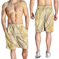 Yellow Palaka Hawaii Leis Shorts for Men Hawaiian-plaid Elegant Tropical Vibes LT14 - Polynesian Pride