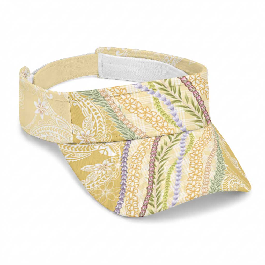 Yellow Palaka Hawaii Leis Sun Visor Cap Hawaiian-plaid Elegant Tropical Vibes LT14 Universal Fit Yellow - Polynesian Pride