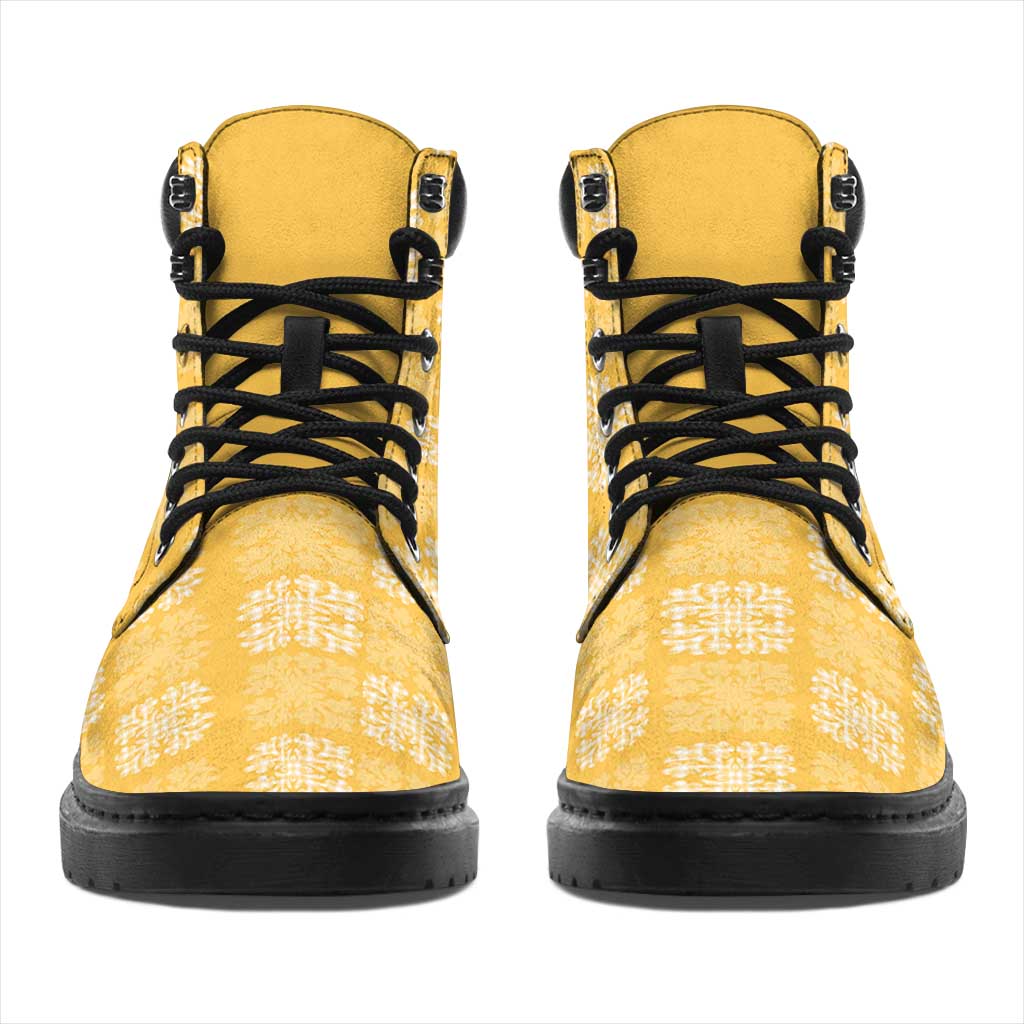 Yellow Palaka Quilt Hawaii All Season Boots Traditional Hawaii-plaid Pattern - Polynesian Pride