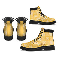 Yellow Palaka Quilt Hawaii All Season Boots Traditional Hawaii-plaid Pattern - Polynesian Pride