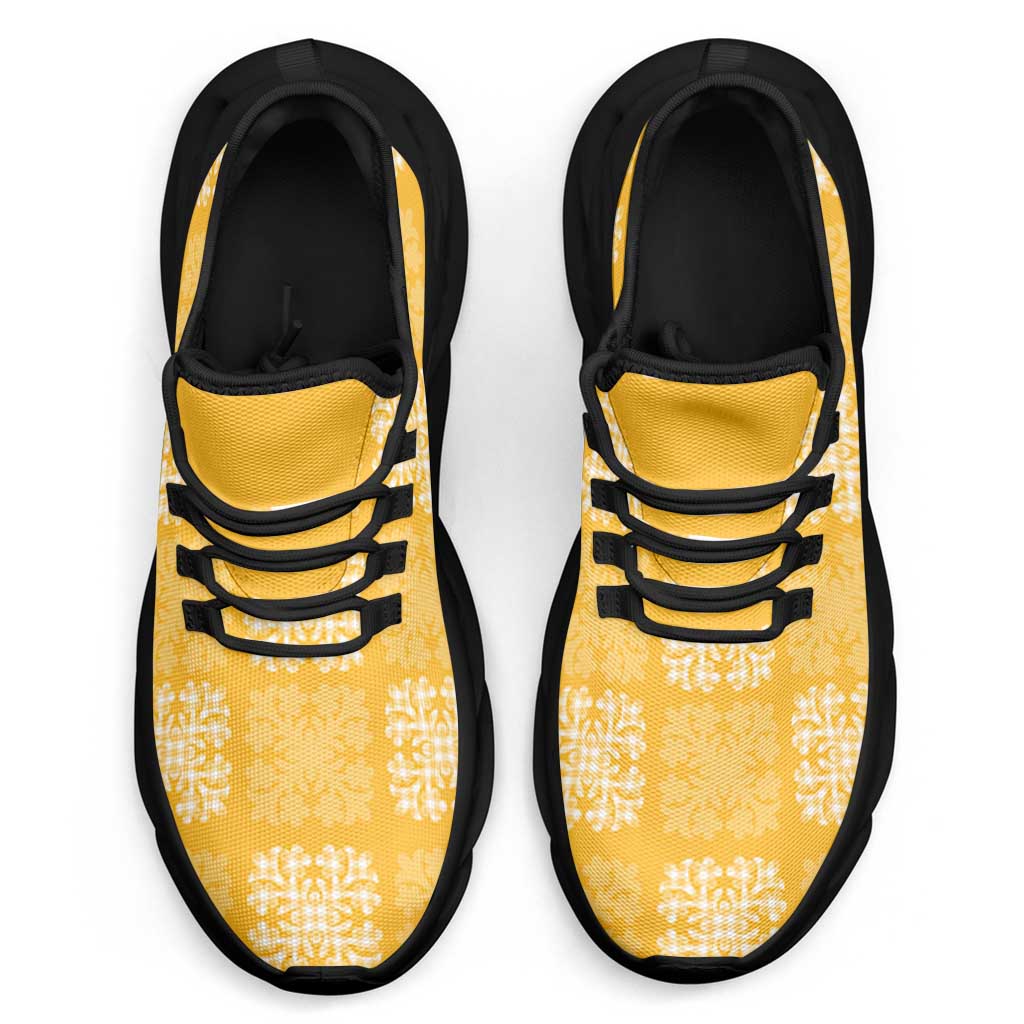 Yellow Palaka Quilt Hawaii Clunky Sneakers Traditional Hawaii-plaid Pattern - Polynesian Pride