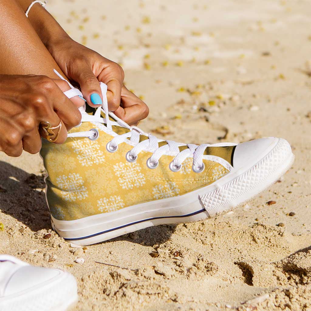 Yellow Palaka Quilt Hawaii High Top Shoes Traditional Hawaii-plaid Pattern - Polynesian Pride