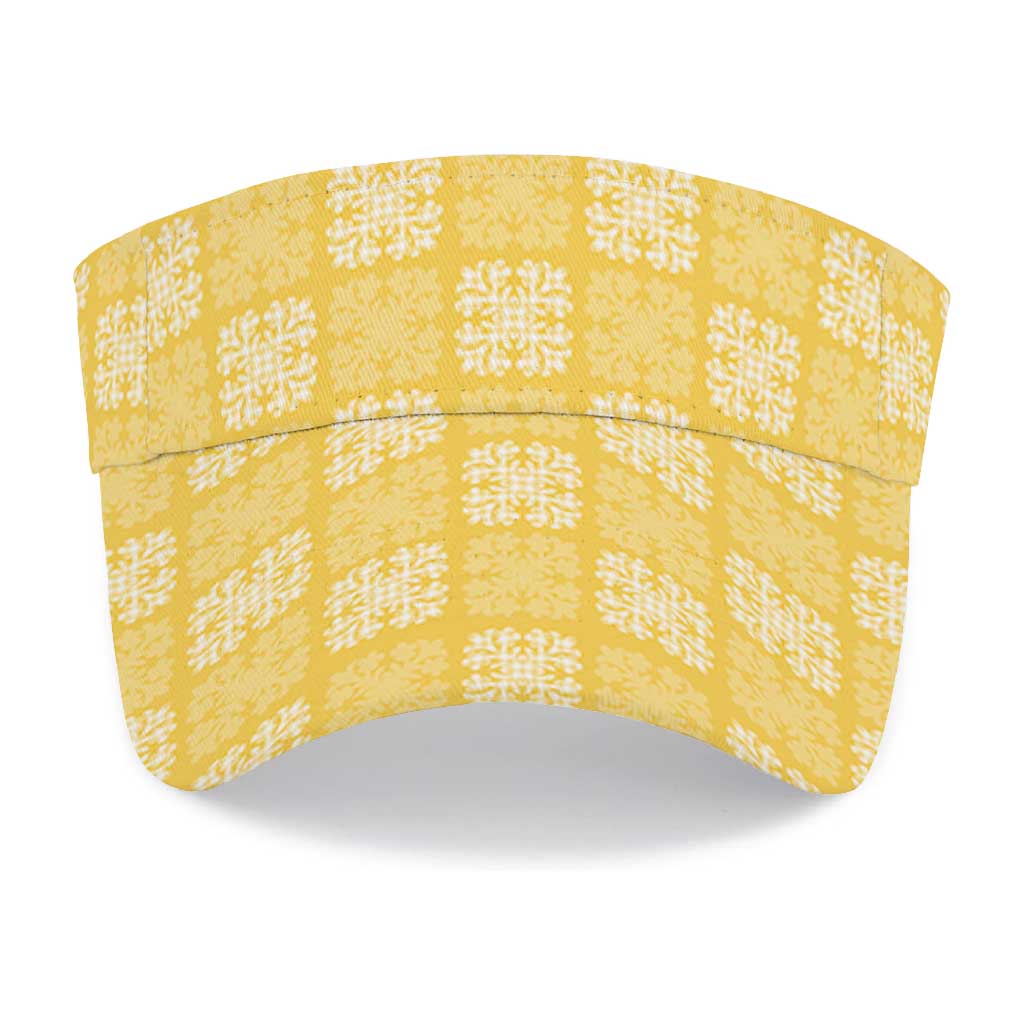Yellow Palaka Quilt Hawaii Sun Visor Cap Traditional Hawaii-plaid Pattern