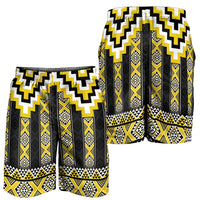 Yellow Taniko Aotearoa Shorts for Men Niho Taniwha Mix Poutama LT14 - Polynesian Pride