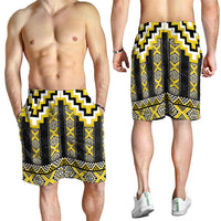 Yellow Taniko Aotearoa Shorts for Men Niho Taniwha Mix Poutama LT14 - Polynesian Pride