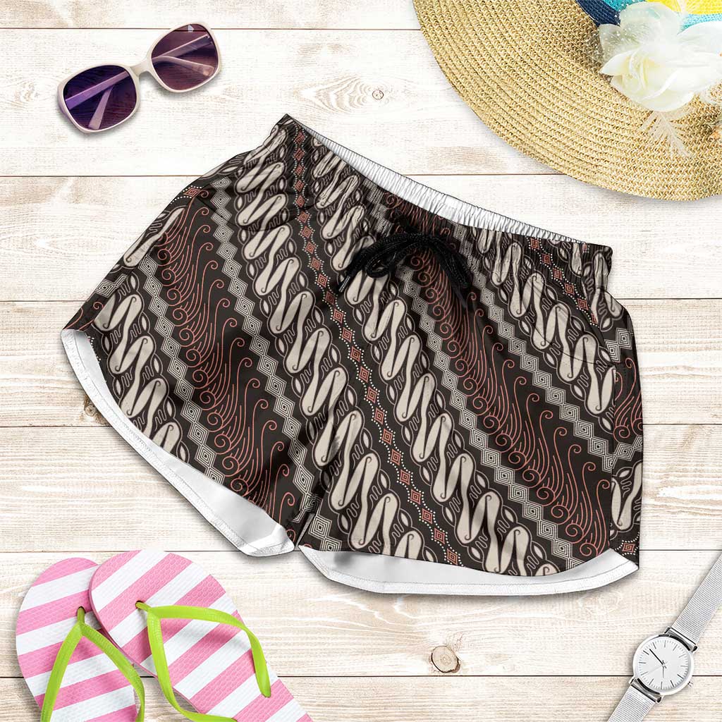 Yogyakarta Parang Batik Motifs Shorts for Women Indonesian Traditional Pattern
