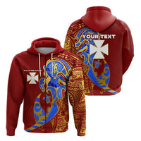 Custom Wallis and Futuna Zip Hoodie Polynesian Royal Style LT16 Unisex Red - Polynesian Pride