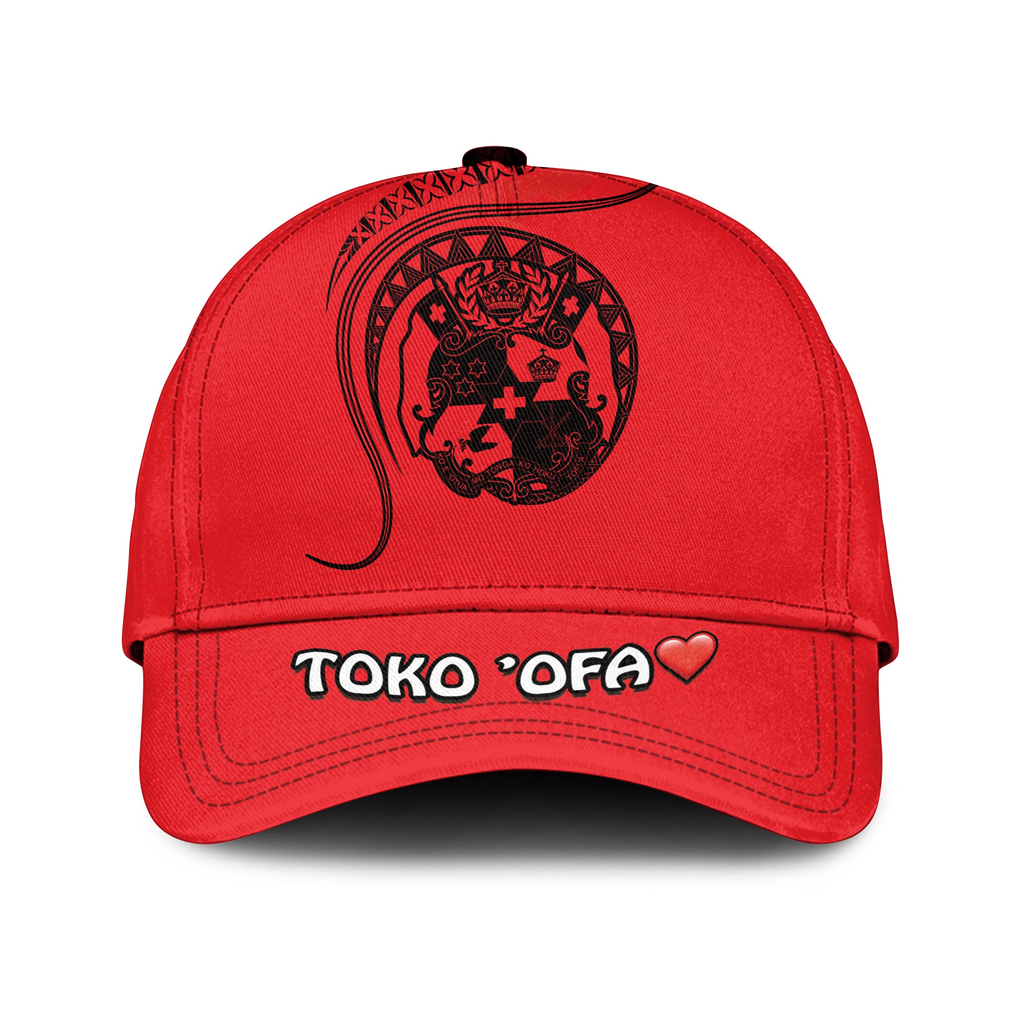 (TOKO OFA) Tonga Polynesian Hat Tonga Waves Red LT13 Classic Cap Universal Fit Red - Polynesian Pride