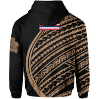 Polynesian Hibiscus Map Flag of Hawaii Zip Hoodie - Polynesian Pride