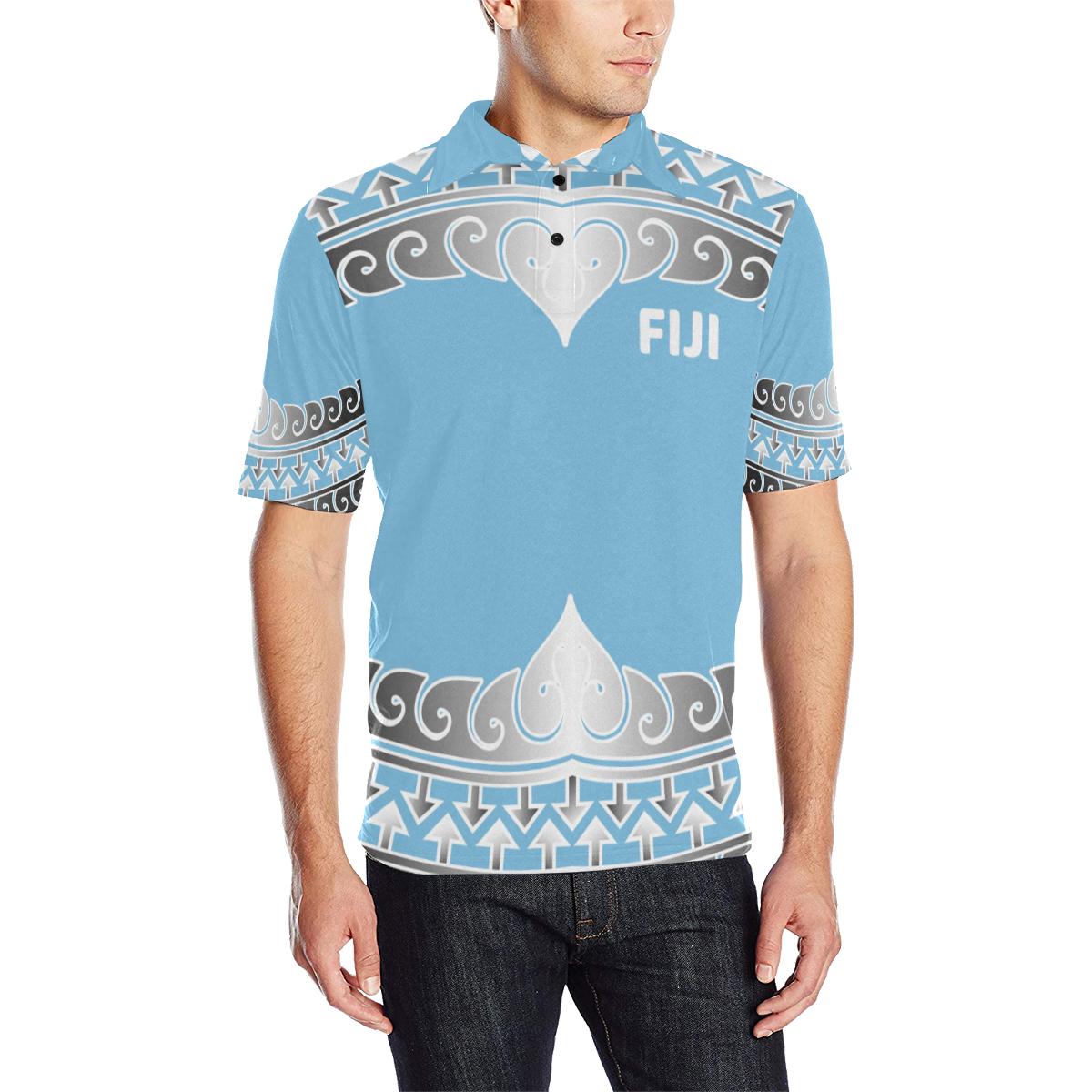 Fiji Polynesian Polo Shirt Fiji Wave Style Unisex Blue - Polynesian Pride