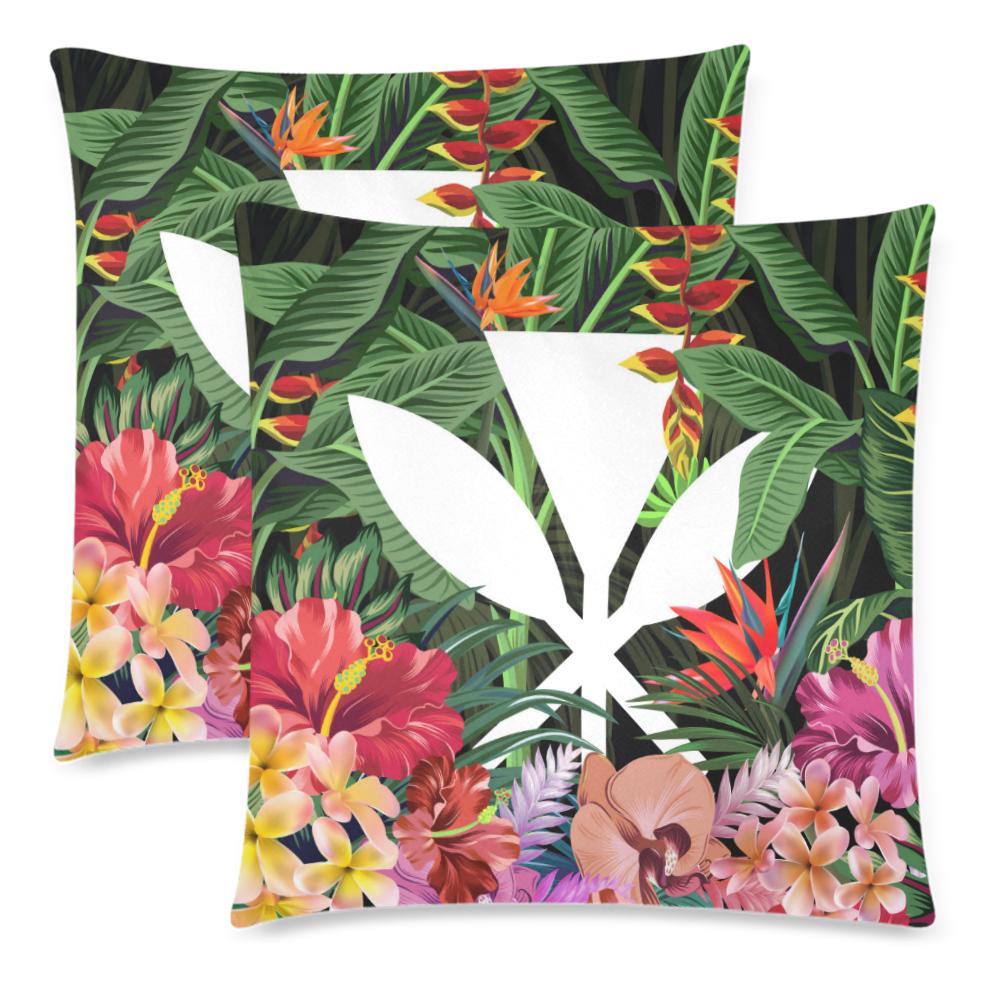 Kanaka Maoli (Hawaiian) Pillow Cases - Coat Of Arms Tropical Flowers And Banana Leaves - Polynesian Pride