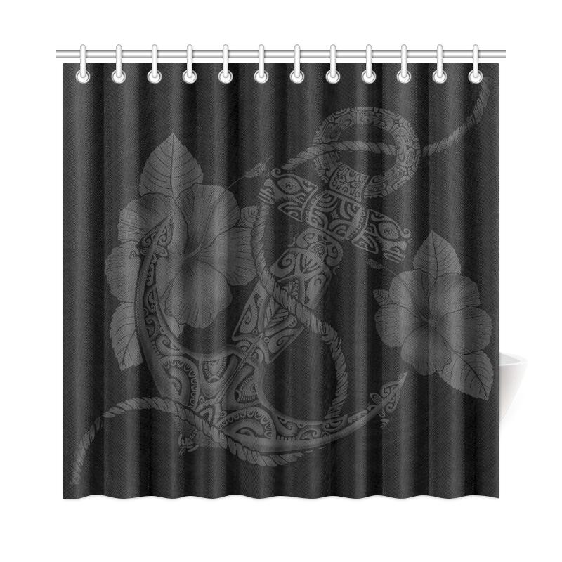 Anchor Gray Poly Tribal Shower Curtain - Polynesian Pride