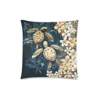 Kanaka Maoli (Hawaiian) Pillow Cases - Sea Turtle Tropical Hibiscus And Plumeria Gold - Polynesian Pride