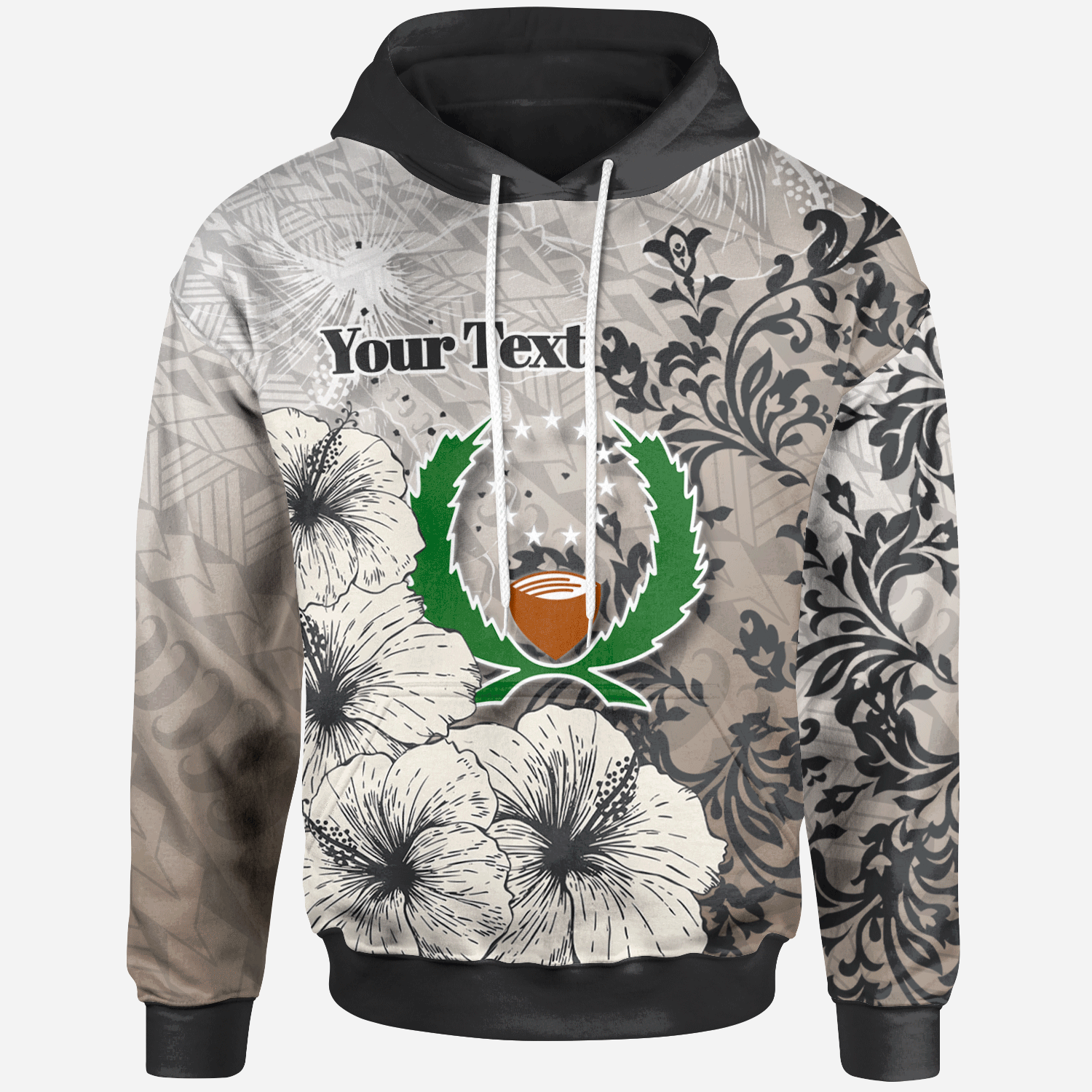 Pohnpei State Hoodie Custom Vintage Luxury Floral Style Unisex Nude - Polynesian Pride