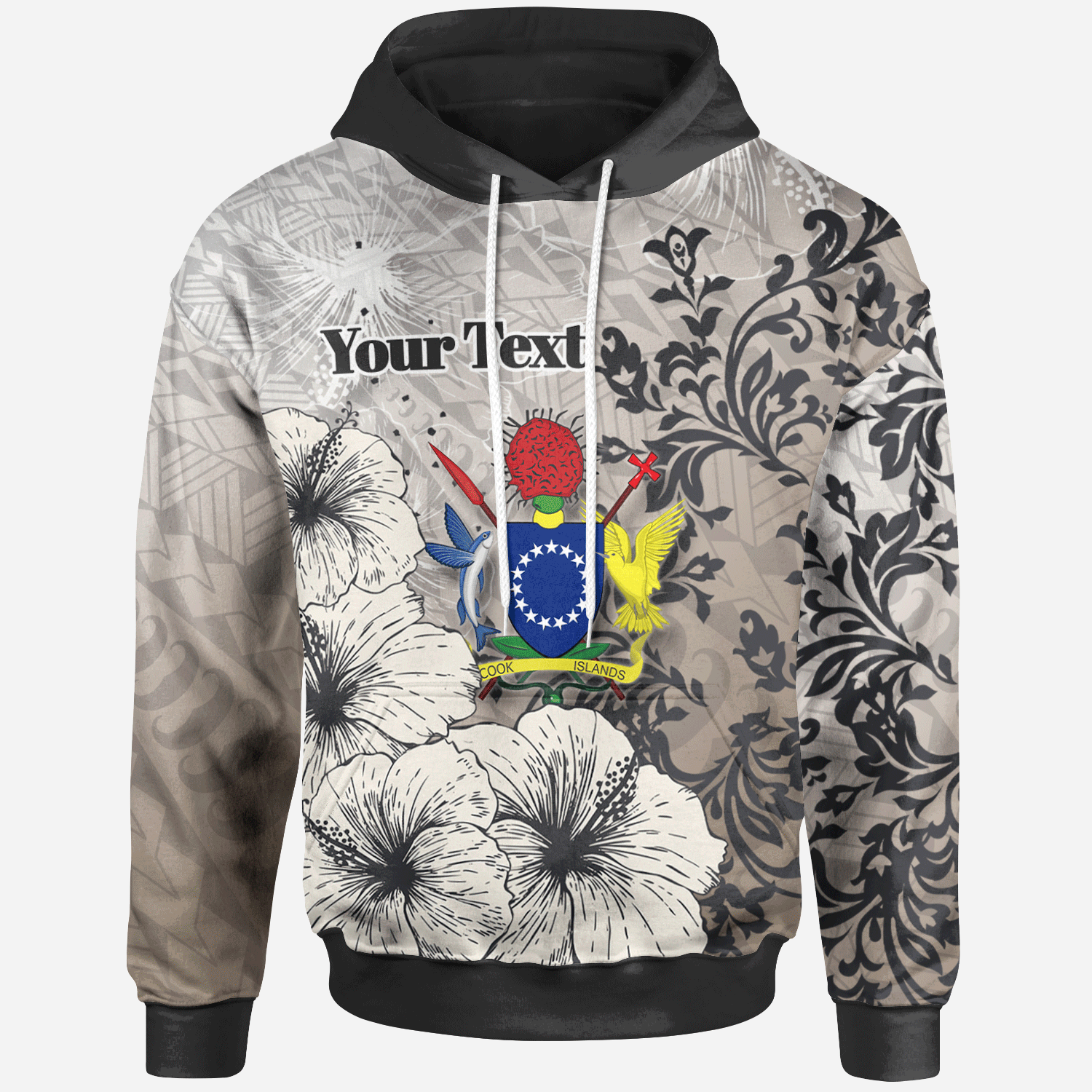 Cook Islands Hoodie Custom Vintage Luxury Floral Style Unisex Nude - Polynesian Pride